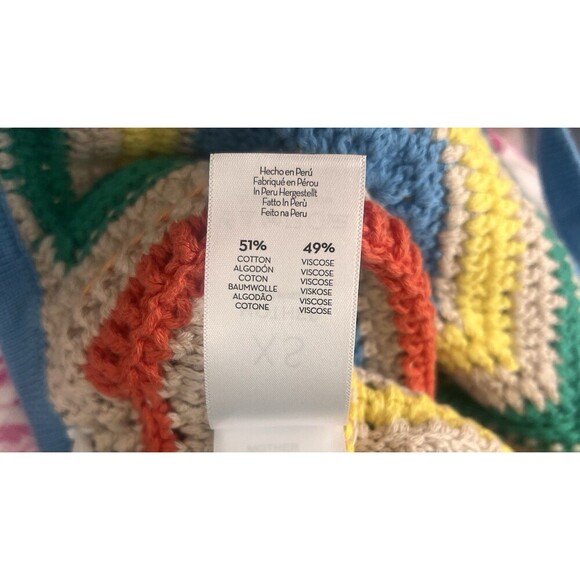 MOTHER The Cinch Candy Stripe Crochet Halter Crop Top Tie Back XS Festival Boho - Picture 8 of 8